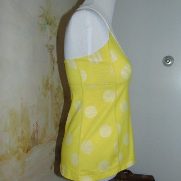 lululemon Yellow & White Polkadot Yoga Tank Top M - Picture 5 of 7